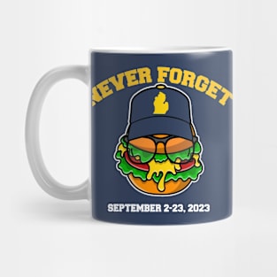 Michigan Cheeseburger Never Forget 2023 // Funny Football Cheeseburger Mug